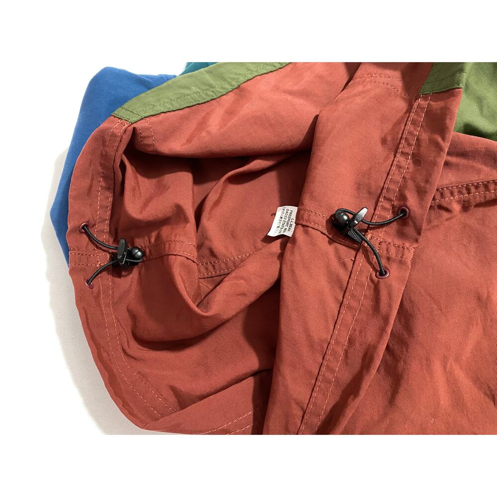 L.L.Bean Colorblock Pullover Jacket Small Petite Blue Green Rust Drawstring Hood - Picture 4 of 8